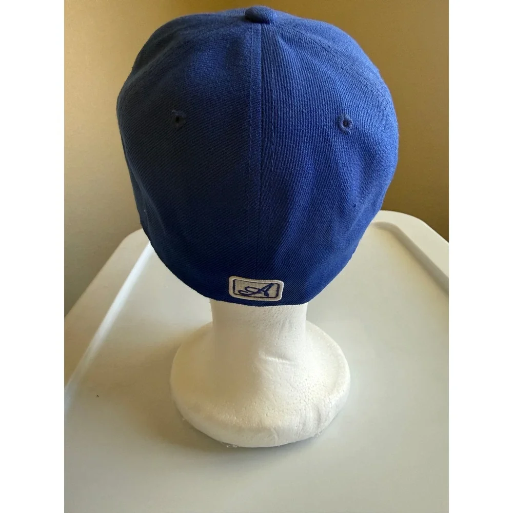 Luxury Headwear LH Royal Blue Fitted Hat White Script A Logo Size Small Cap